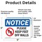 Signmission Please Keep Feet Off Walls Sign With Symbol, 5 in W x Rectangle, Vinyl Decal OS-2PACK-NS-D-35-L-17473 - alternate 6